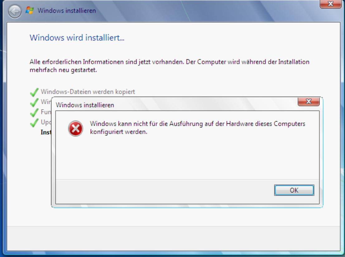 Windows 7 Installation Fail